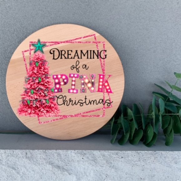 Hand Crafted Other - Holiday Wall or Door Hanging I'm Dreaming of a Pink Christmas